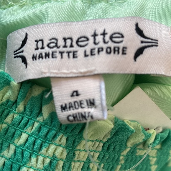 💖NANETTE LEPORE Emerald Isle Green Pleated High Neck Printed Dress, sz 4 NWT - Picture 10 of 12